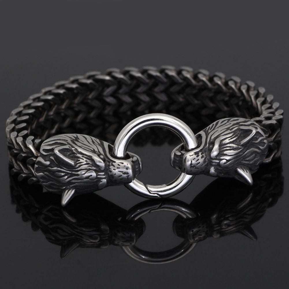 Stainless Hip Hop Wolf Head For Men And Women Titanium Steel Couple Bracelet Bangle Accessories Jewelry_ipsvogv.com