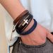 for Men Stainless Steel Hip Hop Punk Cross Double Layer Handmade Woven Leather Bracelet_ipsvogv.com