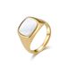 Light luxury style square seal inlaid shell titanium steel ring men and women wedding ring commuting fashion wear accessories_ipsvogv.com