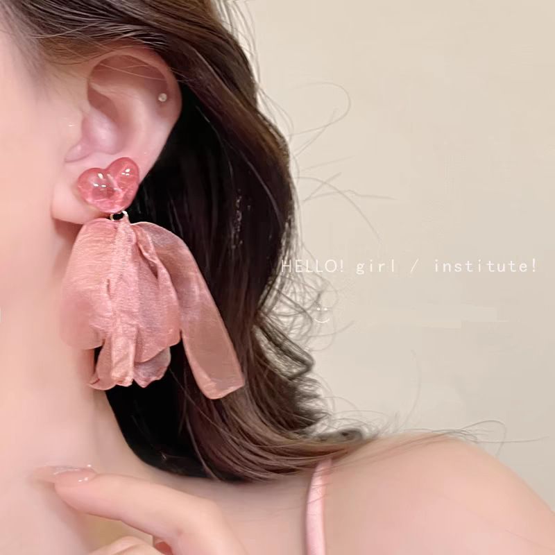 Women’s Jewelry Set Fashion Holiday Style Super Fairy Petal Ribbon EarringsTo Make Your Face Look Small Unique Niche Earrings Love Earrings_ipsvogv.com