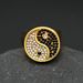 HIPHOP jewelry stainless steel gold plated full diamond Tai Chi Yin Yang black and white ring accessories_ipsvogv.com