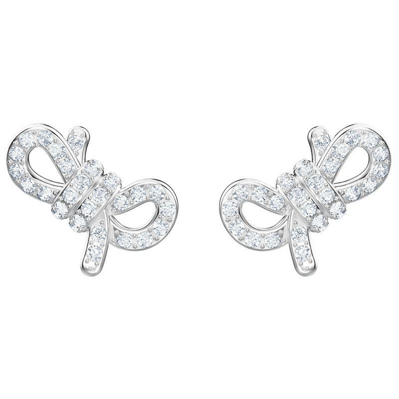 Silver Bow Earrings For Women Crystal Earrings Stud Earring_ipsvogv.com