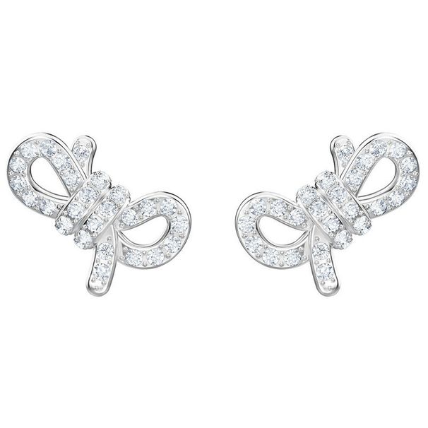 Silver Bow Earrings For Women Crystal Earrings Stud Earring_ipsvogv.com