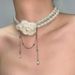 French Camellia Pearl Necklace, Light Luxury, Niche Design, High-end Feel, Long Waist Small Fragrance Style, Body Chain,_ipsvogv.com