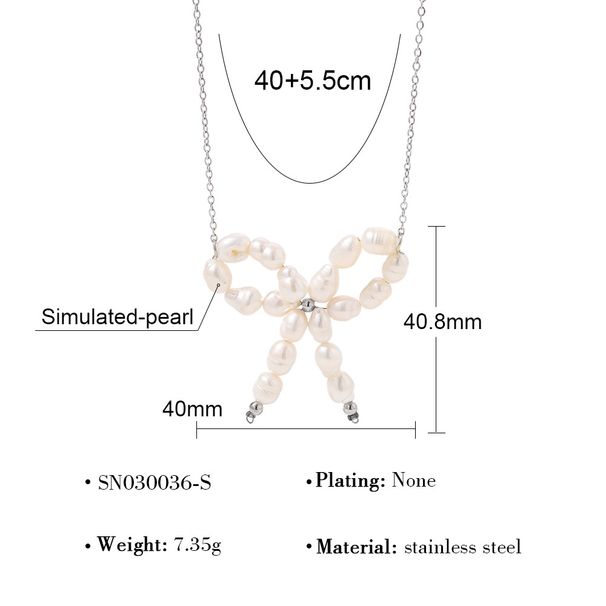 Women's Jewelry Bow Necklace Summer Sweet Light Luxury Style Handmade Pearl Clavicle Necklace_ipsvogv.com
