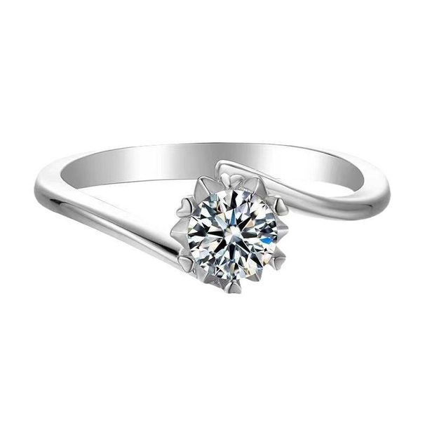 Twisted Arm Closed Six Claw Snowflake Non Fading One Carat Moissanite Female Ring Light Luxury Wedding Proposal Gift Ring_ipsvogv.com