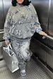 Women's Clothing Women's Printed Pocket Long-sleeved Sweatshirt 2-piece Set Trousers Suit_ipsvogv.com