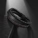 Hot selling natural stone volcanic stone leather bracelet, multi-layer men's leather woven bracelet_ipsvogv.com