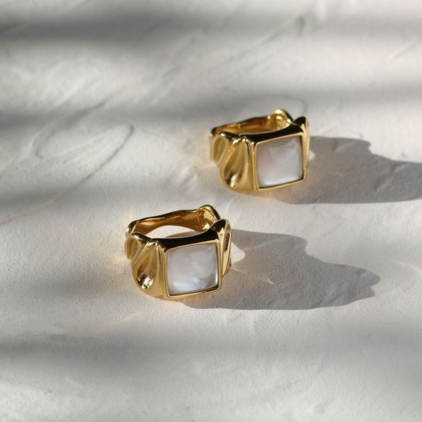 Cuban Square Shell Casting Metal Wide Version New Titanium Steel Gold-plated Ring_ipsvogv.com
