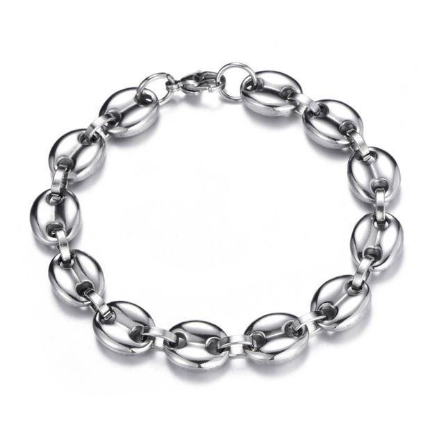 classic stainless steel classic button pig nose bracelet titanium steel jewelry coffee bean bracelet width 20cm_ipsvogv.com