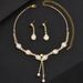 2024 Square Rhinestone Necklace And Earrings For Women Wedding Party Accessories Bride Two-Piece Set_ipsvogv.com