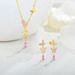 Light luxury micro diamond butterfly jewelry set pendant necklace and earrings female S925 sterling silver_ipsvogv.com
