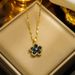 Titanium steel necklace for women, light and luxurious high-end design, five leaf flower set with zircon pendant, non_ipsvogv.com