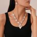 Light luxury style diamond-encrusted water drop stud earrings sweater chain 2-piece set, personalized temperament high-end necklace_ipsvogv.com