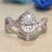 Sanjie's New Crown Water Drop Pear Shaped Plated With White Gold Zircon Horse Eye Engagement Women's Set Ring_ipsvogv.com