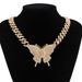 Jewelry Personality, Fashion, Micro Inlaid Necklace, Feminine Temperament, Full Diamond Butterfly, Cuban Buckle Necklace_ipsvogv.com