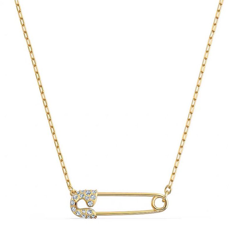 Gold Paper Clip Necklace Female Element Crystal Paper Clip Clavicle Necklace Female_ipsvogv.com