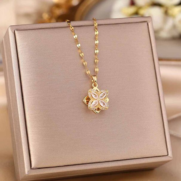 Rotating Clover Necklace For Women, Light Luxury, Niche Sweater High-end Titanium Steel Lock Chain, Ins Trendy_ipsvogv.com
