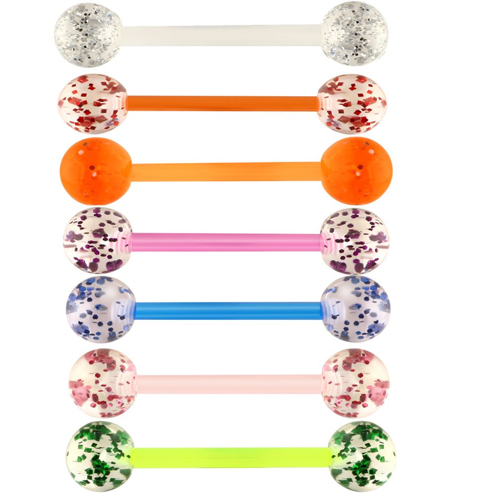 Human body piercing acrylic sequin tongue nail tongue ring soft Rod_ipsvogv.com
