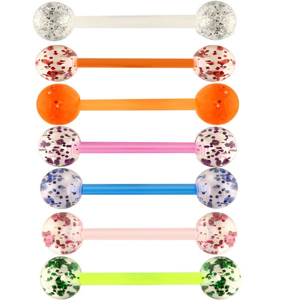 Human body piercing acrylic sequin tongue nail tongue ring soft Rod_ipsvogv.com