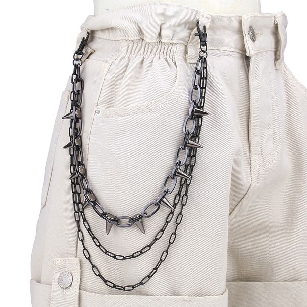 Hip Hop Punk Black Metal Rivet Pant Multi Layered Waist Chain Dress Up Jeans Accessories_ipsvogv.com
