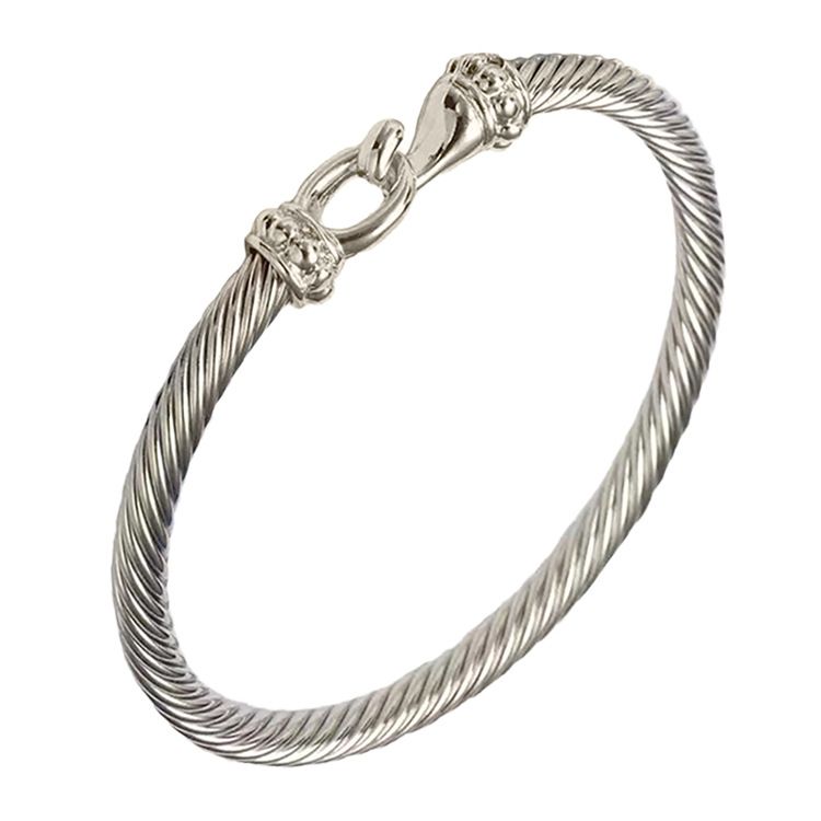 Jewelry & Accessories New Retro Stainless Steel C Shaped Open Bracelet Titanium Steel Ladies Wire Twisted Rope Fish Hook Simple Bracelet_ipsvogv.com