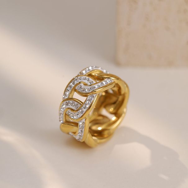 Ins High-end Light Luxury Design Exquisite And Fashionable Hollow Cuban Chain Personalized Temperament Ring_ipsvogv.com