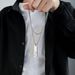 Titanium steel square necklace men's simple 26 English letters pendant niche design accessories trendy accessories_ipsvogv.com