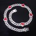 Men’s Jewelry Set Fashion 12mm Three Diamond Red Heart Full Diamond NecklaceStreet Hip Hop Cuban Chain Jewelry_ipsvogv.com
