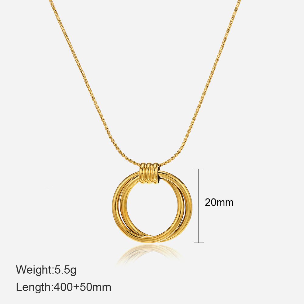 Titanium Steel Hollow Circle Necklace - Round Clavicle Chain For Women, Versatile & Lightweight_ipsvogv.com