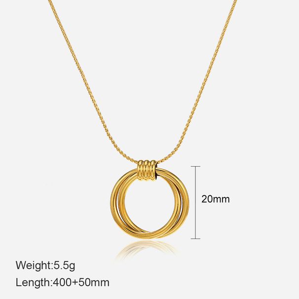 Titanium Steel Hollow Circle Necklace - Round Clavicle Chain For Women, Versatile & Lightweight_ipsvogv.com