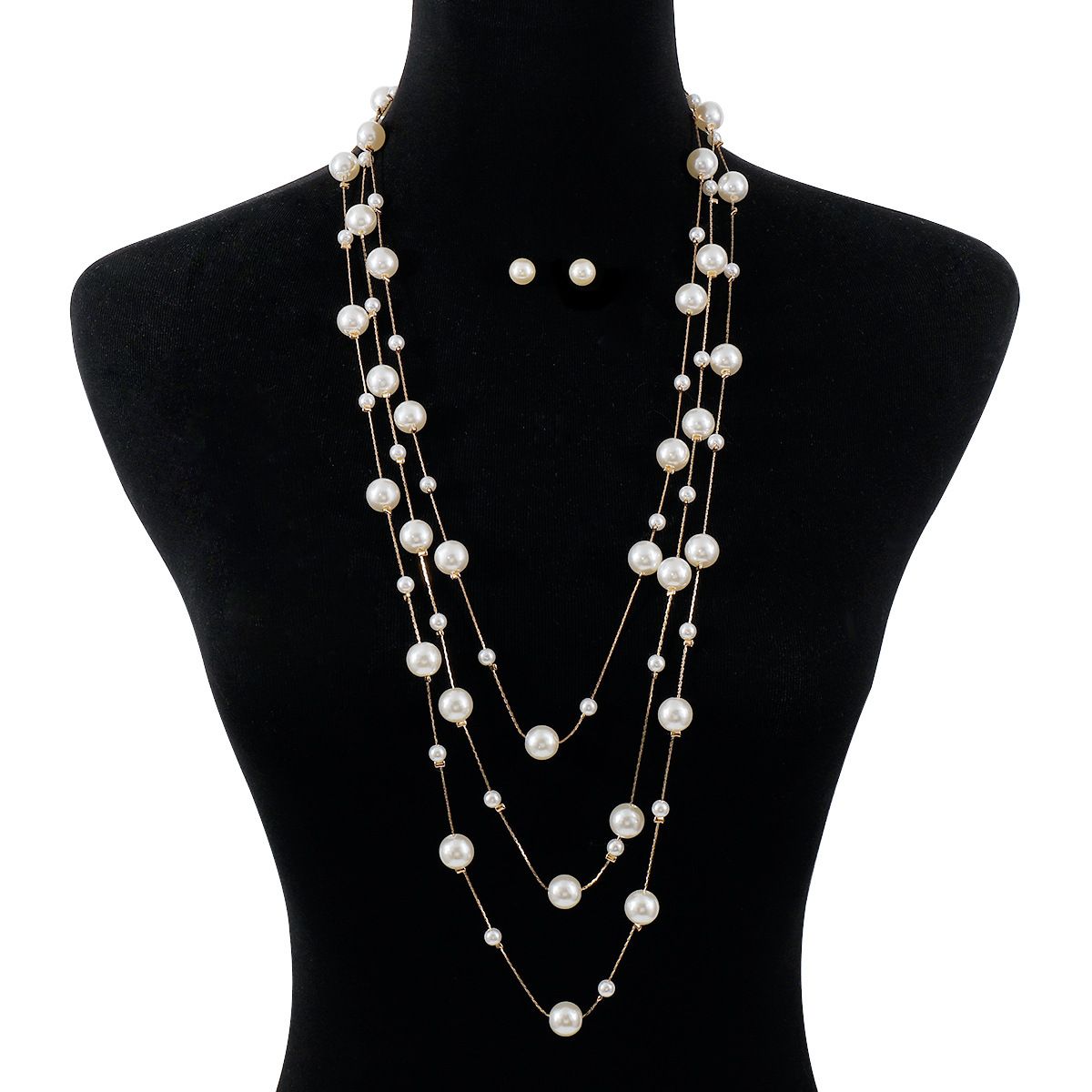 N11545 French New Light Luxury Pearl Multi layered Necklace Elegant Small Fragrance Design Earrings Neckchain_ipsvogv.com