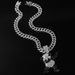 New diamond inlaid cute dancing panda alloy pendant necklace, hip-hop exaggerated and cool clothing accessories_ipsvogv.com