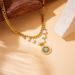 Stylish retro inlaid pearl love cross eyes turquoise pendant double stainless steel necklace_ipsvogv.com