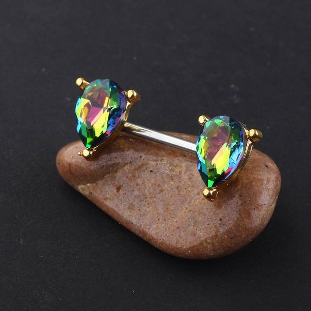 Stainless Steel Double Water Drop Ring Seven Color Water Drop Nails Earrings Puncture Jewelry_ipsvogv.com