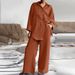 Women's Clothing nine quarter sleeve shirt loose pants two piece suit_ipsvogv.com