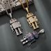 New Hip Hop Heartbeat Wave Love Double Sided Full Zirconium Robot Men's Pendant Necklace Limbs Rotation_ipsvogv.com