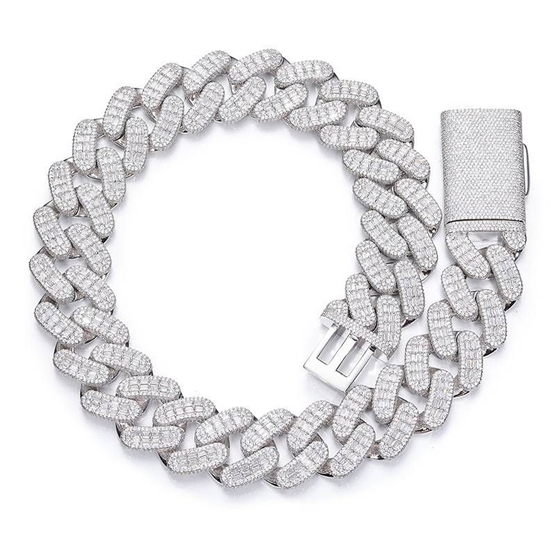 Men's Jewelry 28MM Diamond Shaped Cuban Chain Fully Inlaid With Square And Round Zircon Hip Hop Necklace Accessories_ipsvogv.com