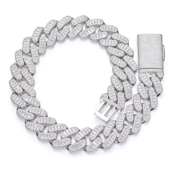 Men's Jewelry 28MM Diamond Shaped Cuban Chain Fully Inlaid With Square And Round Zircon Hip Hop Necklace Accessories_ipsvogv.com