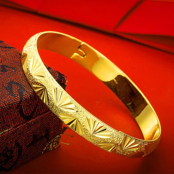 Korean Style Jewelry Euro 10mm Buckle Women's Fashion Frosted Starry Sand Gold Wide Bracelet_ipsvogv.com