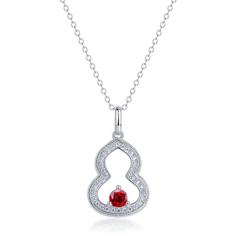 Cultivated emerald full diamond necklace S925 silver inlaid cultivated colored treasure gourd clavicle chain_ipsvogv.com