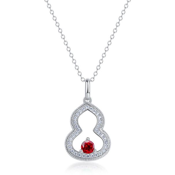 Cultivated emerald full diamond necklace S925 silver inlaid cultivated colored treasure gourd clavicle chain_ipsvogv.com