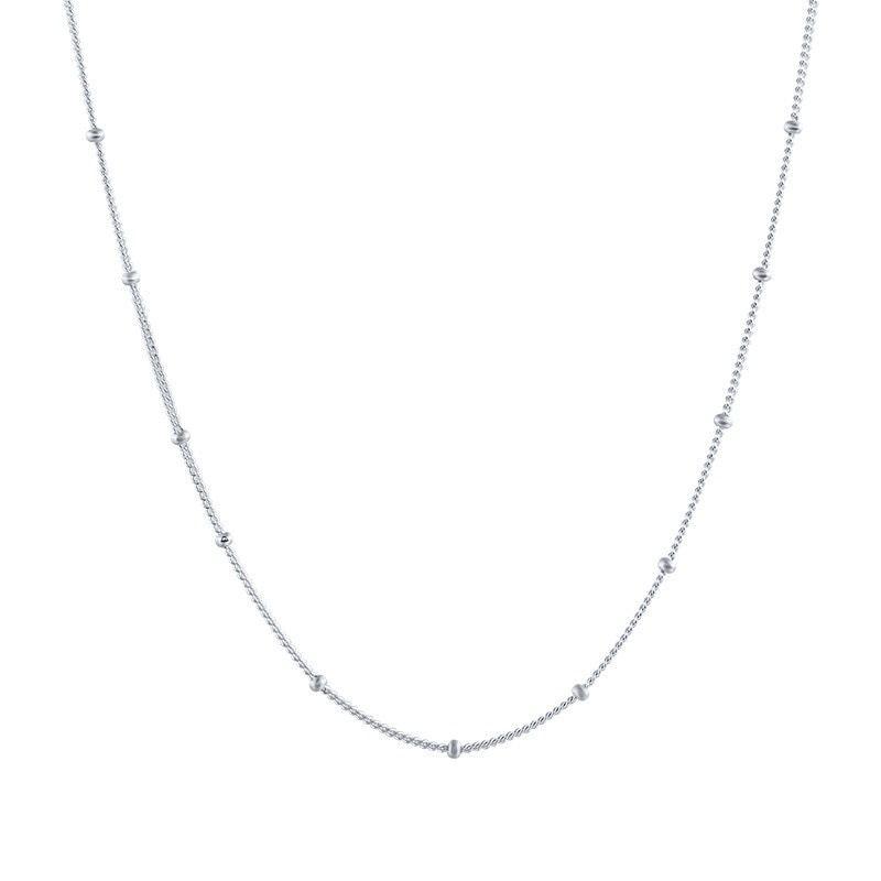Women's Jewelry Stainless Steel Necklace Sideways Spacer Bead Necklace For Women High End Design Does Not Fade Thin Chain_ipsvogv.com