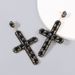 Fashion Exaggerated Alloy Dia Rhie Cross Female Earrings_ipsvogv.com