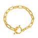 Popular minimalist ins paper clip plated K real gold chain hollow design OT buckle cold style bracelet_ipsvogv.com