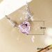 Cao Shi Live Broadcast Heart Shaped Women's Necklace Autumn And Winter Sweater Chain Ins Style Versatile Pink_ipsvogv.com