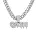 Hip Hop GASH Full Diamond Letter Pendant Necklace Men's Punk Style Cuban Chain Accessories_ipsvogv.com