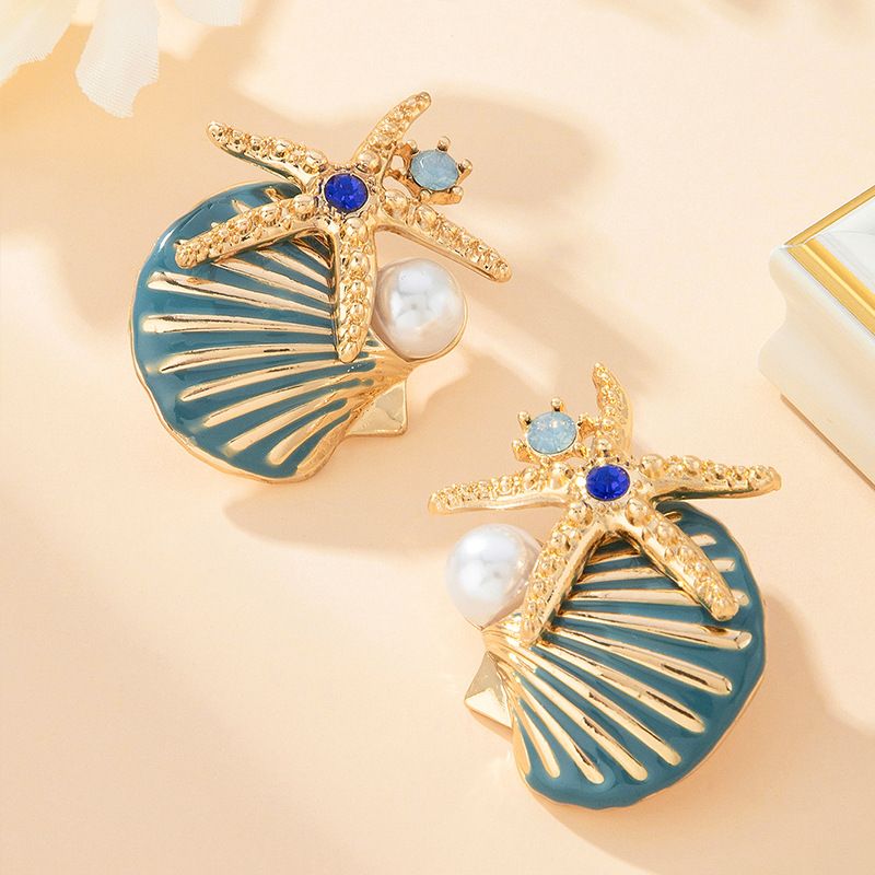 Beach Style Alloy Rhinestone Ocean Starfish Bracelet Shell Necklace Suitable For Women To Wear On Beach Vacations_ipsvogv.com