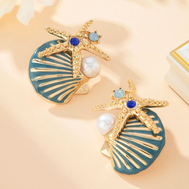 Beach Style Alloy Rhinestone Ocean Starfish Bracelet Shell Necklace Suitable For Women To Wear On Beach Vacations_ipsvogv.com