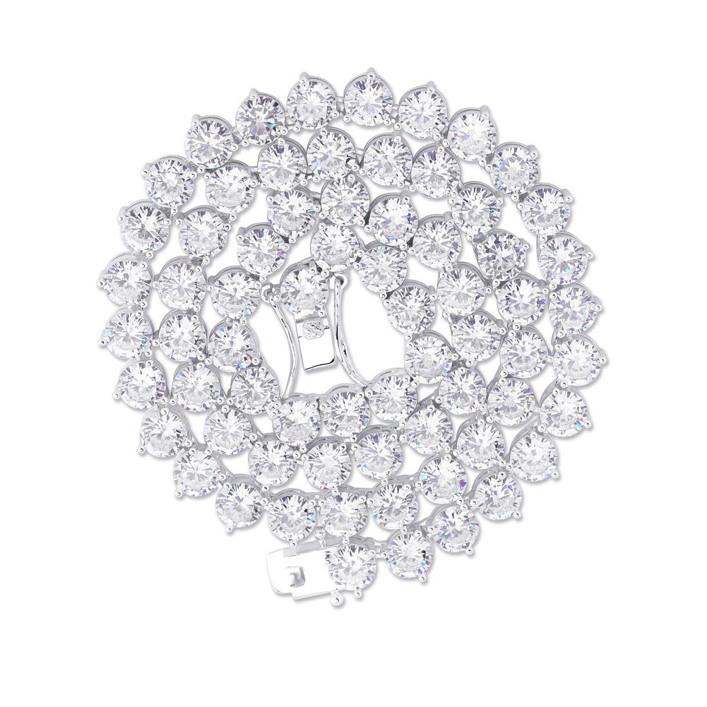 Jin Ao Jewelry INS 4/6MM Hip-Hop 3-Claw Tennis Chain Full Zircon Necklace Unisex Versatile Heart Shape_ipsvogv.com